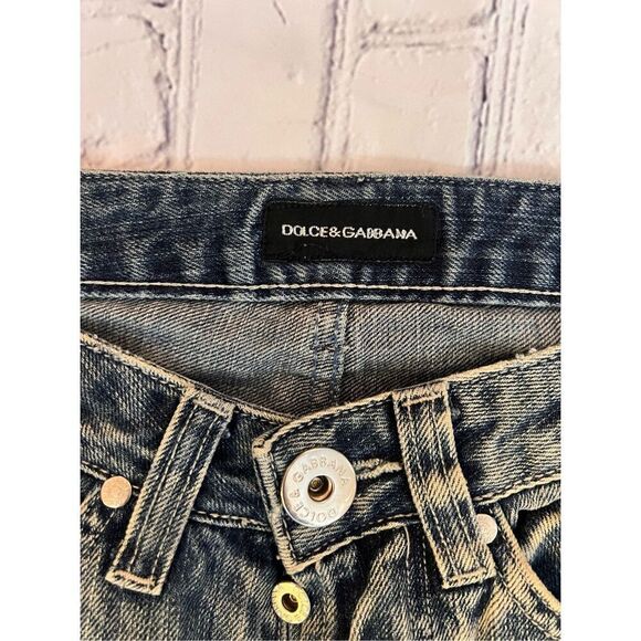 Dolce & Gabbana Women IT 26 Big Multi Zipper Logo Bootcut Jeans Artsy Streetwear - Picture 6 of 8